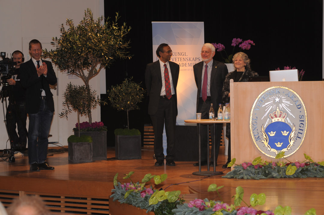Venkatraman Ramakrishnan, Thomas A. Steitz and Ada E. Yonath after delivering their Nobel Lectures