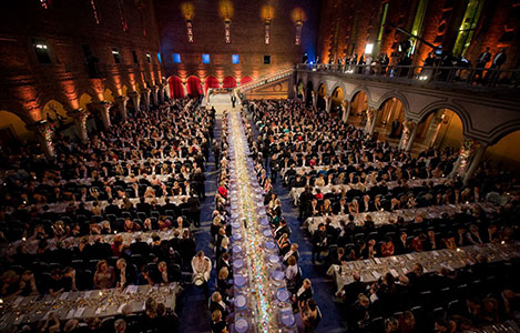 All guests assembled inside the glimmering Blue Hall